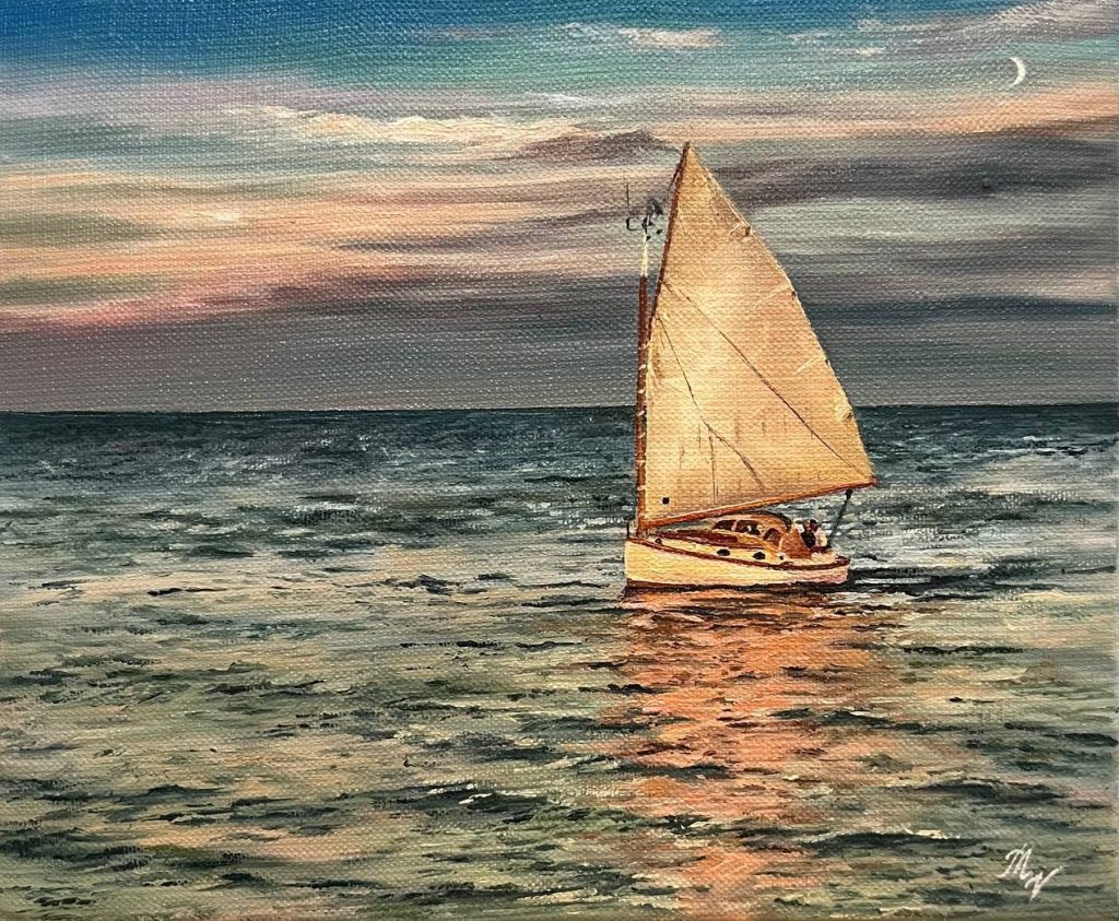 Catboat in the Sea